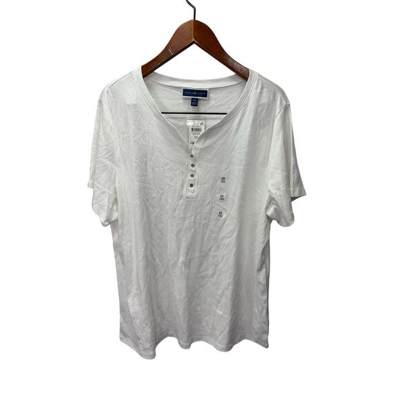 Karen Scott Plus Shirt Blouse 2X Cotton Stretch NEW # G720 - Picture 2 of 5